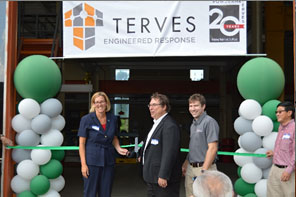 Euclid Mayor Kirsten Holzheimer Gail,Andy Sherman, Terves COO Brian Doud, and Dr. Alan Lou of Ohio State University cut the ribbon to the new Terves Foundry